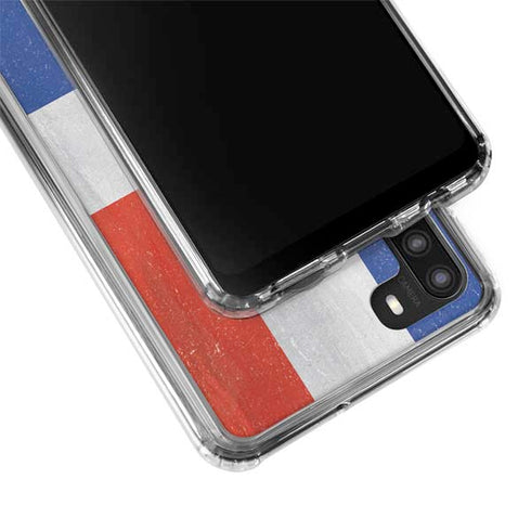 Dominican Republic Flag Distressed Galaxy A21 Clear Case